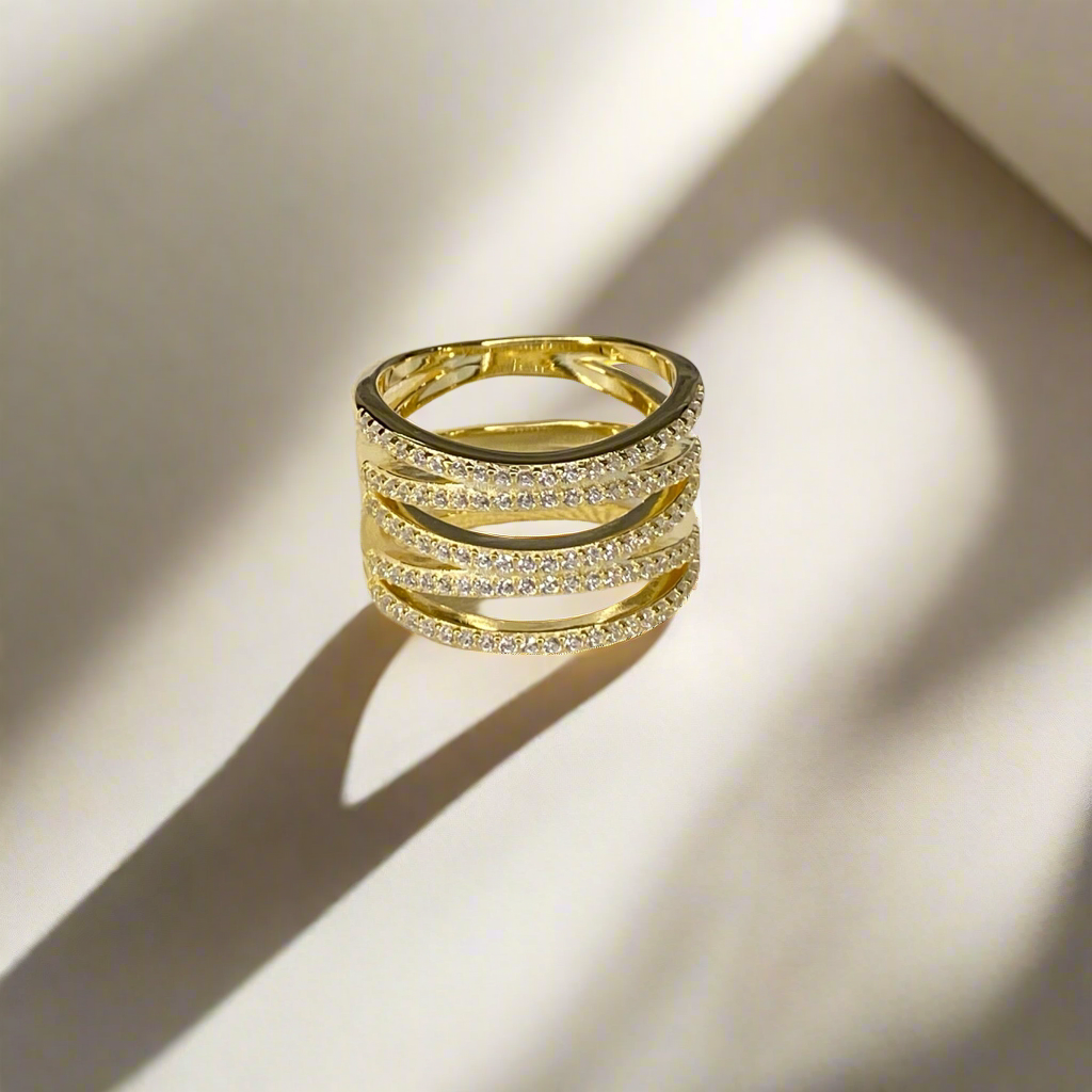 Silver 18k Gold Plated with CZ Ring