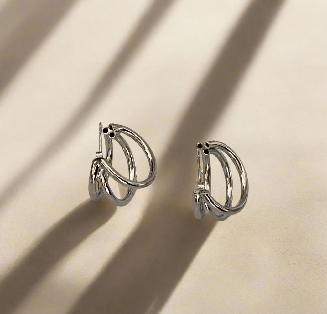 Silver Huggie Style Earrings