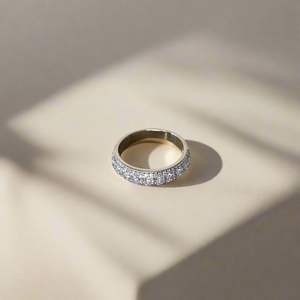 Half-Eternity-Silver Rhodium Plated Ring