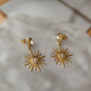 Silver 18k Gold Plated with Pearls Earrings