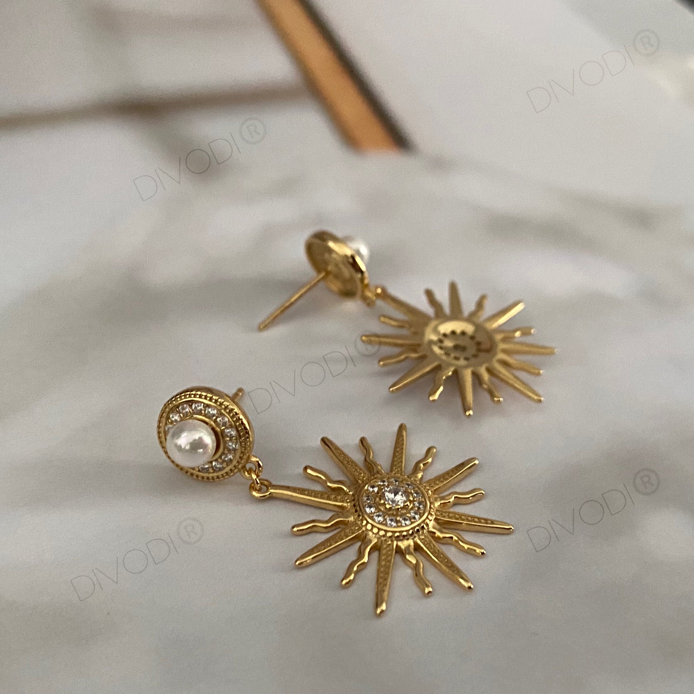 Silver 18k Gold Plated with Pearls Earrings