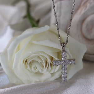 CZ Silver Cross Necklace