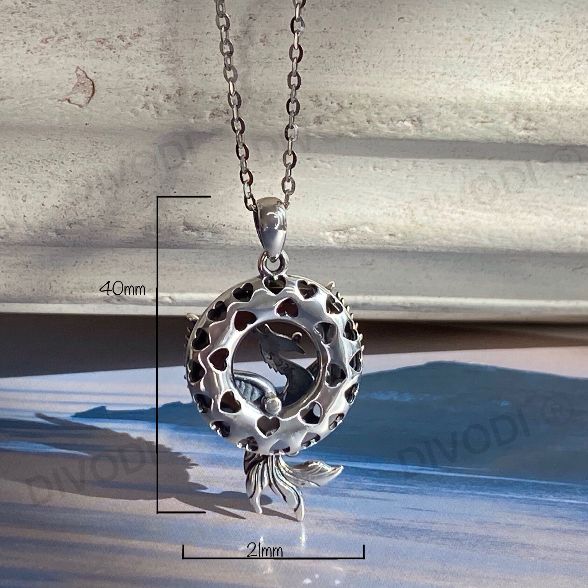 Phoenix Silver with Blue Crystal Pendant Necklace