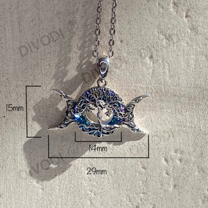 Triple Moon Goddess with Tree of Life Pendant Necklace