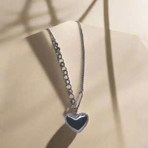 Retro Silver Heart Pedant Necklace