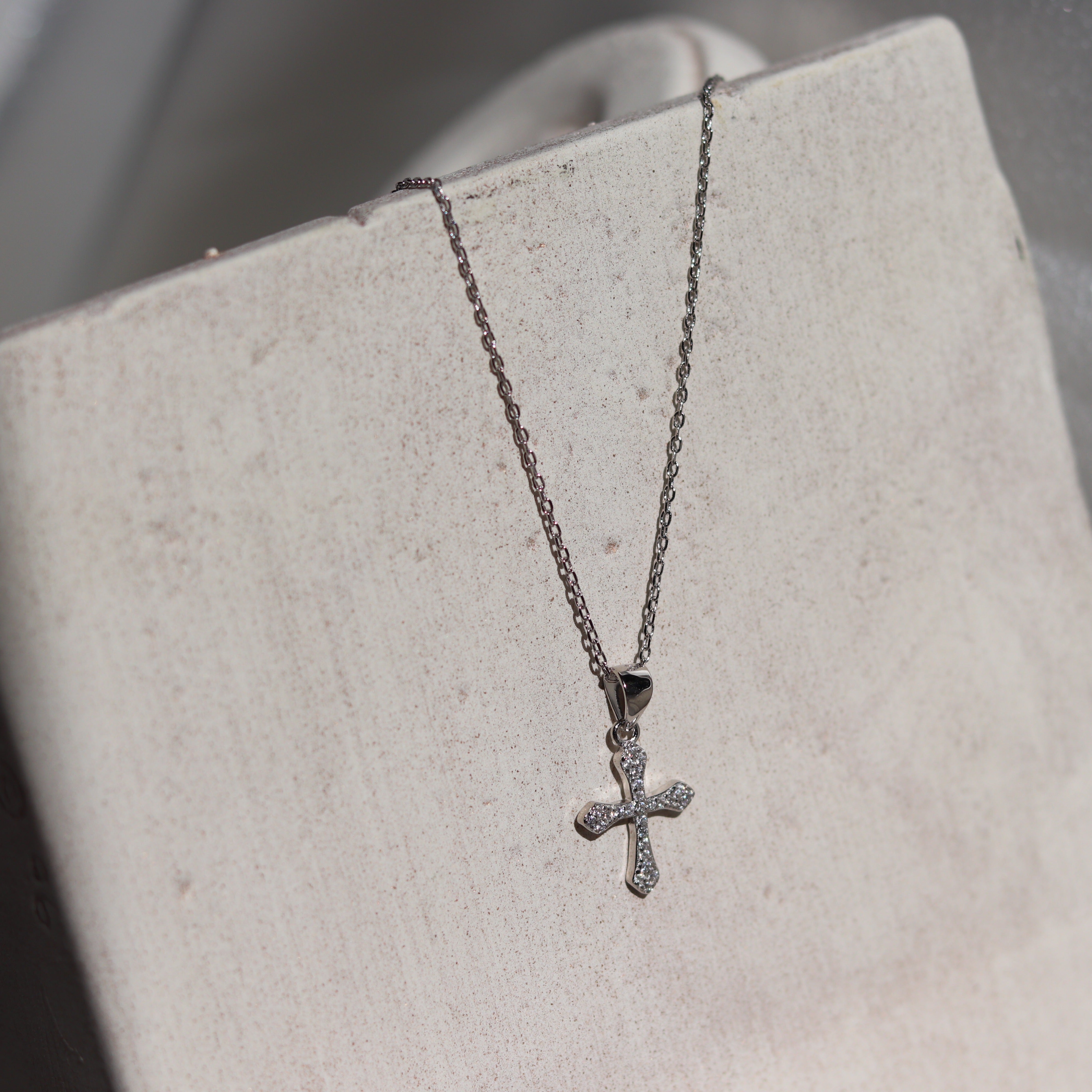 Petite Silver Cross Pendant Necklace