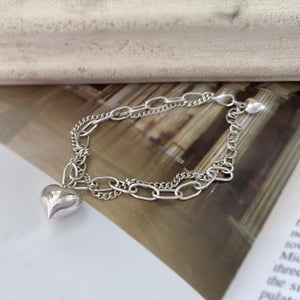 Heart Charm Silver Bracelet