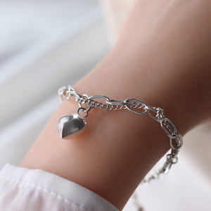 Heart Charm Silver Bracelet