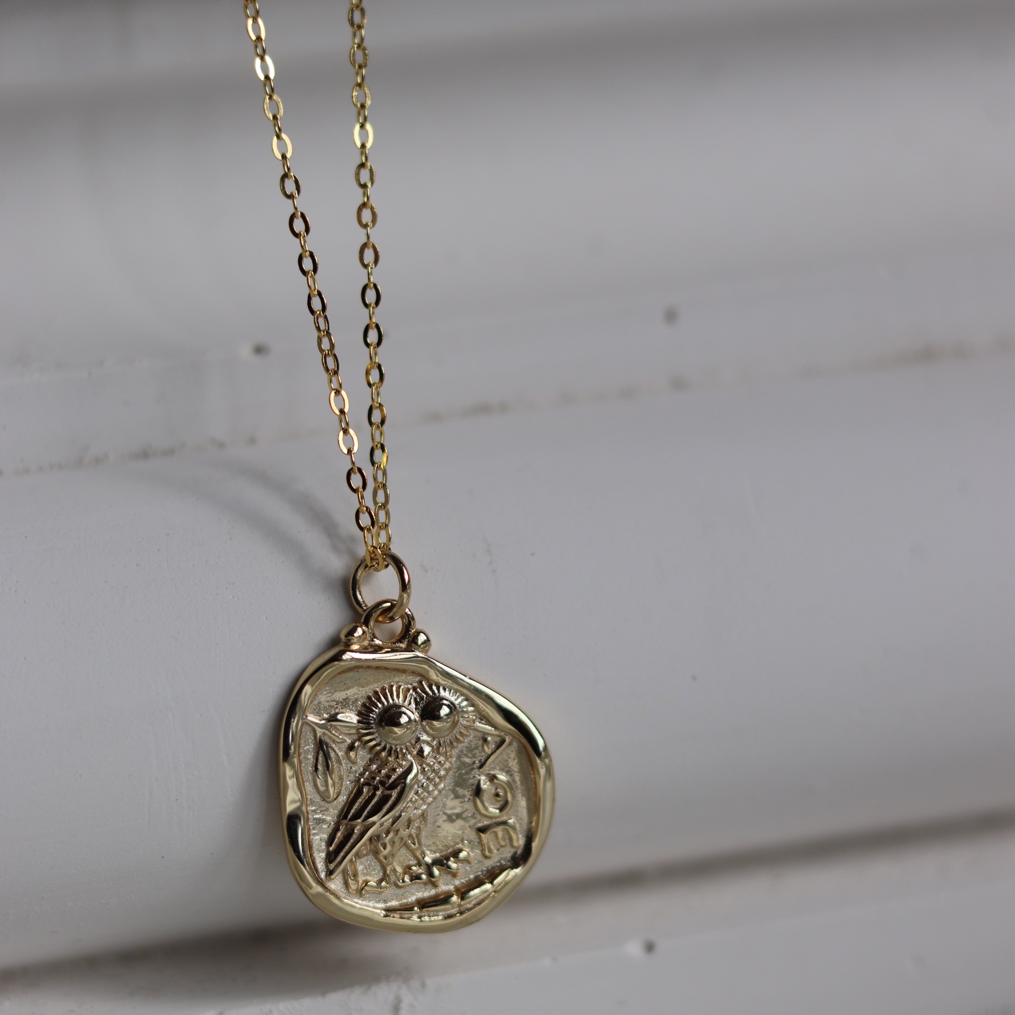 Athena Freedom Owl Coin Pendant Necklace