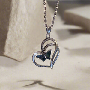 Butterfly Heart Pendant Necklace