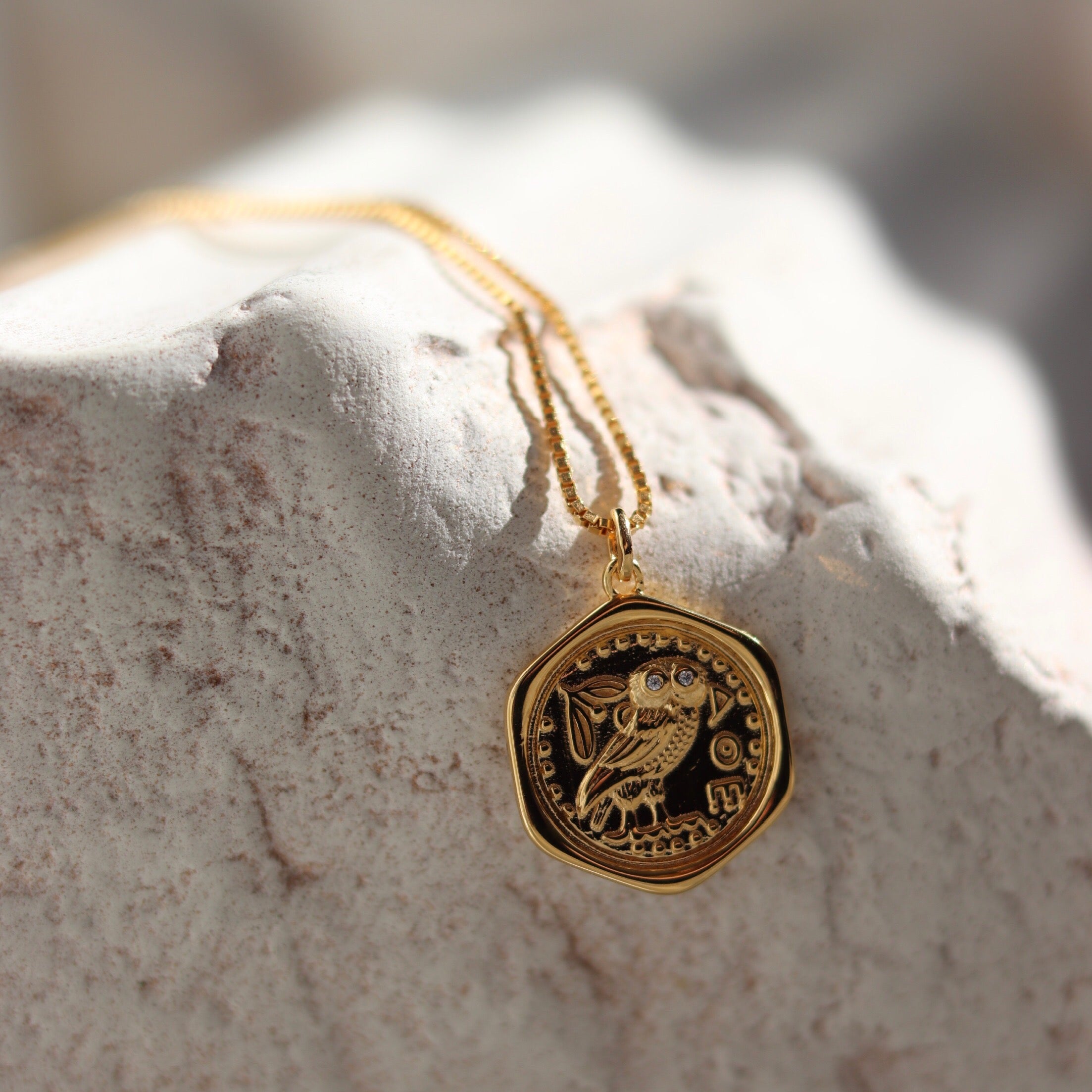 Athenian owl coin necklace | Dragatakis Jewellery
