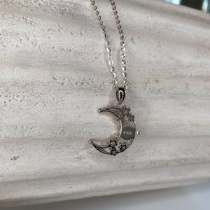 Moonstone Crescent Star Pendant Necklace