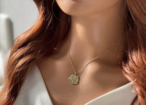 Four-Leaf Clover Silver with 18k Gold Plated Pendant Necklace