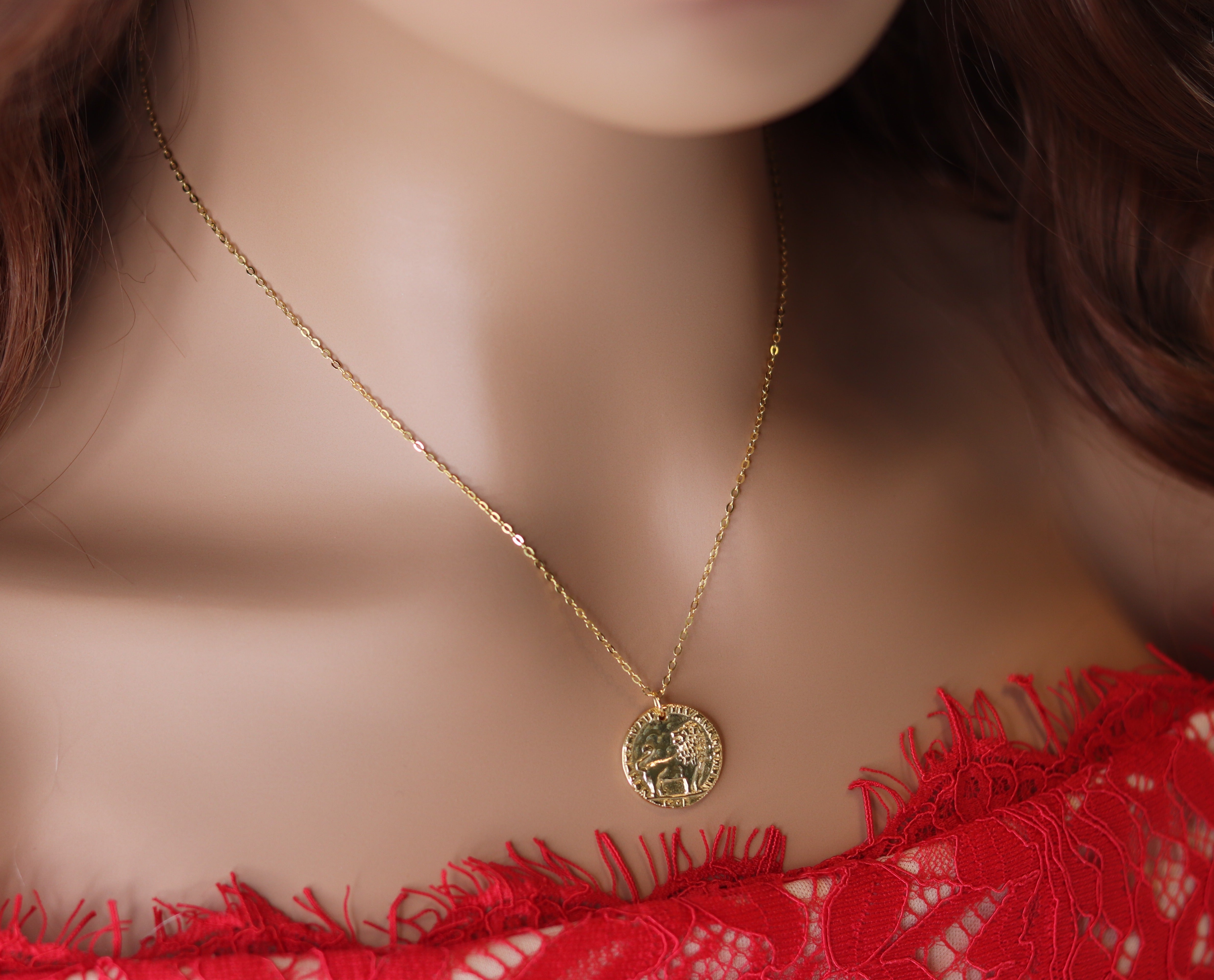 Lion on sale coin necklace