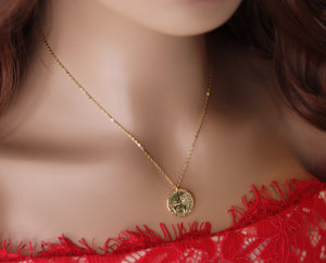 Gold Lion Coin Pendant Necklace