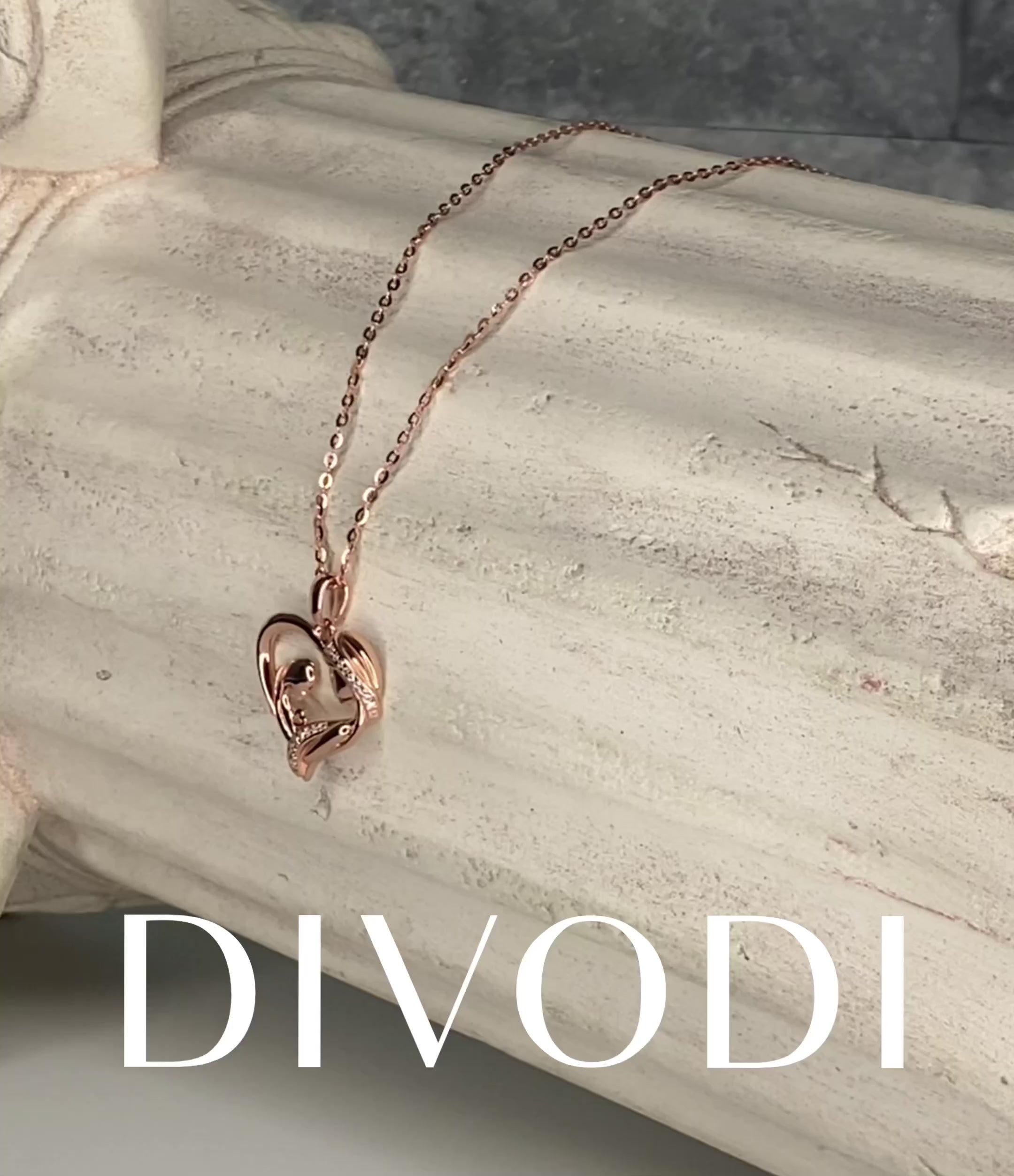 Rose Gold Mother & Child Pendant Necklace